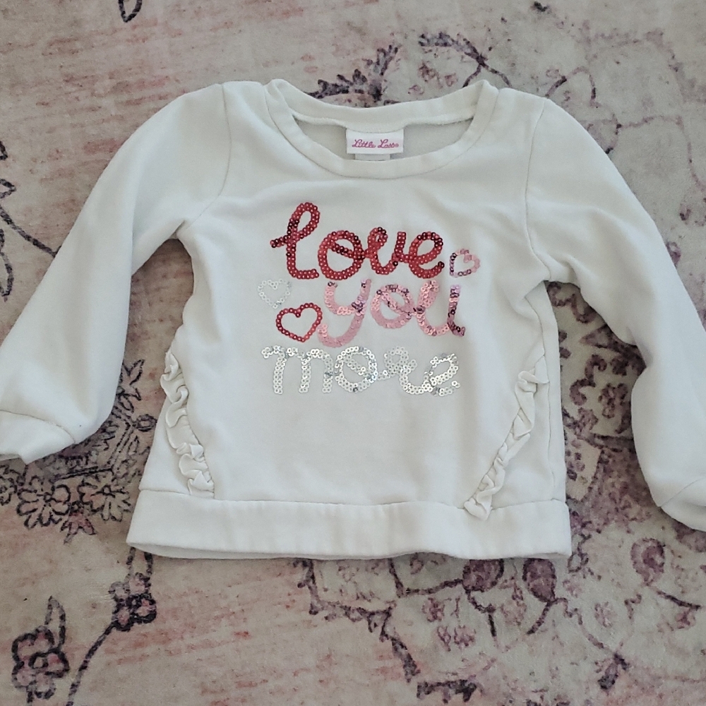 Little Lass Cream Sweatshirt with Sequin Love Design